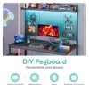 Bestier Gaming Desk with Power Outlets & LED Light, 39.3'' Computer Desk Office Table with Storage Shelves Pegboard - 2 of 4