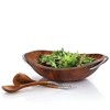 Nambe Braid Salad Bowl with Servers - Acacia Wood Bowl with Chrome Handles - 16" Large Serving Dish with 12” Serving Utensils - By Sean O’Hara - 2 of 4