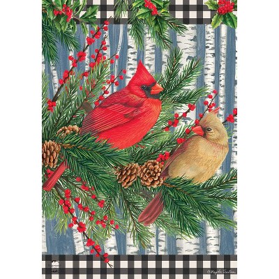 Winter Birch Tree Cardinals Polyester Garden Flag