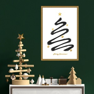 Amanti Art 16"x23" Merry Christmas by Amini54 Framed Canvas Wall Art Print - 1 of 4