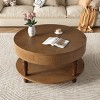 31.5" Walnut Round Coffee Table with Hidden Storage and Open Shelf, Flip-Top Design with Adjustable Feet for Living Room -3irtyhousy - 3 of 4