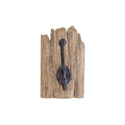 Natural Wood & Metal Wall Hanger With 3 Hooks - Foreside Home