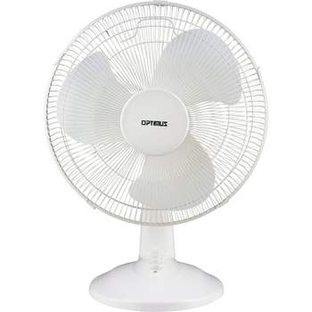 Optimus F-1230 12-Inch Oscillating 3-Speed Table Fan, White