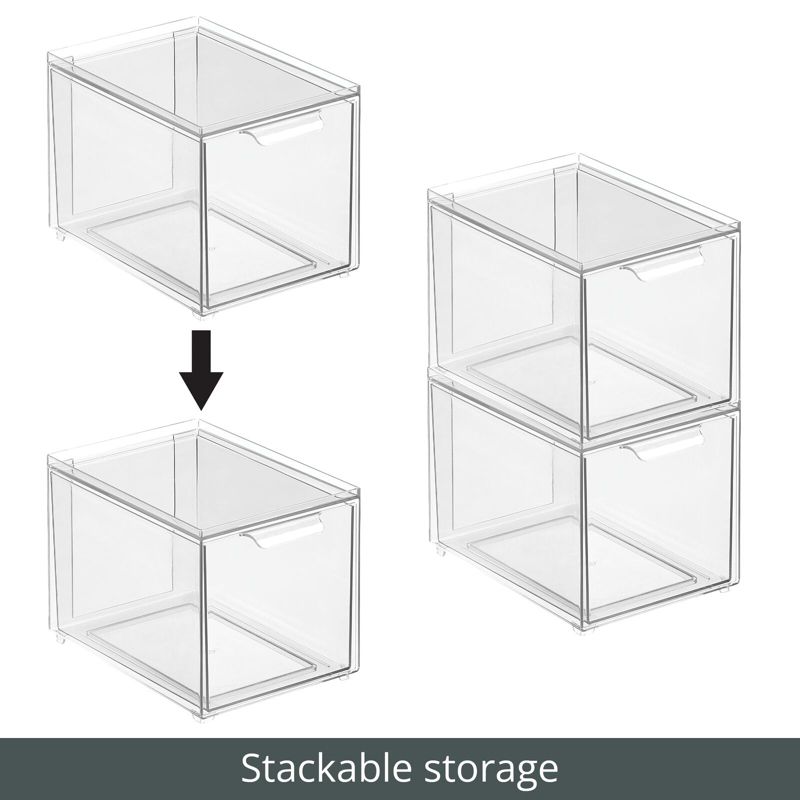 mDesign Stackable Plastic Storage Closet Bin Boxes with Pull-Out Drawers, 5 of 9