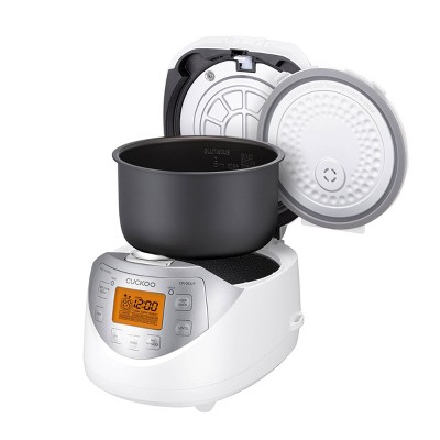 CUCKOO 6-Cup White and Silver Electric Micom Rice Cooker with Nonstick Pot