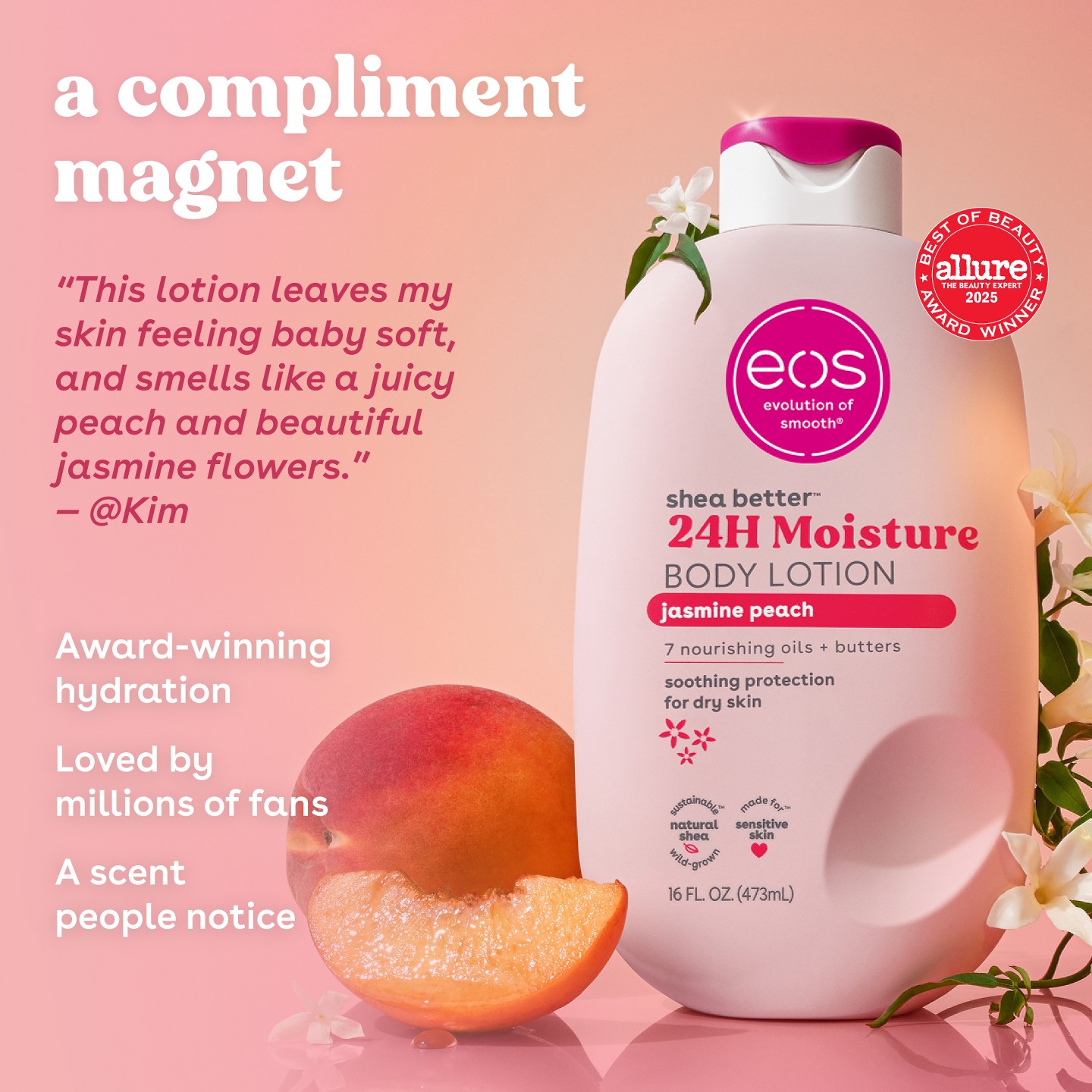Лосьон для тела eos Jasmine Peach, 16 oz, цвет: Персиковый — фото 5