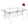 Rectangle Coffee Table, Tempered Glass Tabletop with MDF Layer, Black Iron Leg Modern Table, for Living Room - 2 of 4
