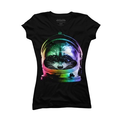 Junior's Design By Humans Astronaut Racoon By clingcling T-Shirt