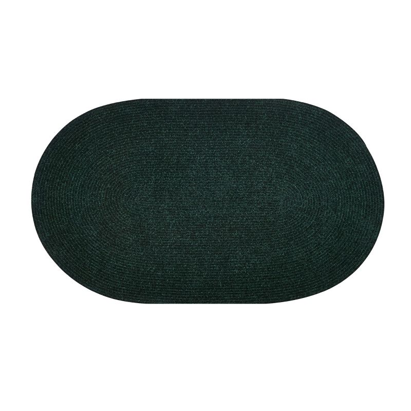Emerald Green Oval Braided Reversible Synthetic Rug, 30" x 50"