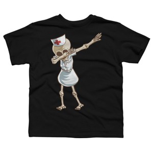 Boy's Design By Humans Halloween Dabbing Funny Skeleton Nurse RN Costume Gift By COVI T-Shirt - 1 of 4