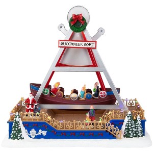 Northlight LED Animated and Musical Carnival Buccaneer Boat Ride Christmas Village Display - 13" - 1 of 4