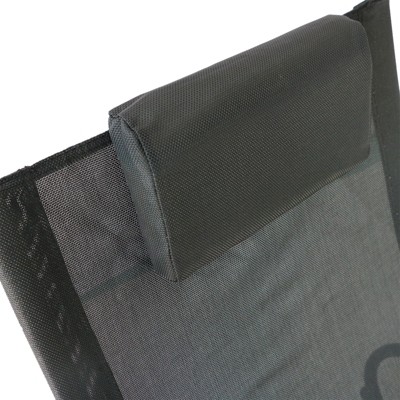 Serenity Black Steel Outdoor Rocking Lounger with Breathable Mesh and Pillow