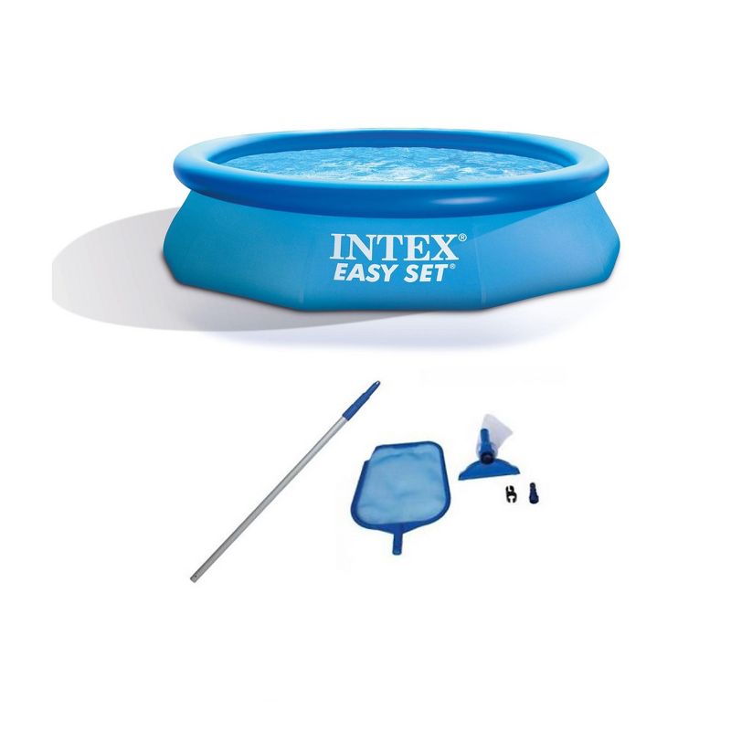 Intex 10'x2.5' Kid Swimming Pool w/Filter Pump & Cleaning Maintenance Kit, 1 of 7