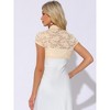 INSPIRE CHIC Women's Lace Stand Collar Pearl Button Short Sleeve Cropped Shrug - 4 of 4
