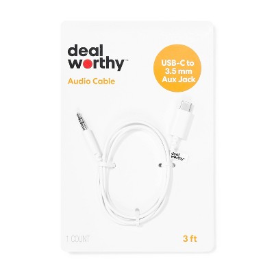 3' USB-C to AUX Cable - dealworthy™ White