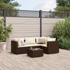 vidaXL 5 Piece Patio Lounge Set - Brown Poly Rattan Outdoor Furniture with Cushions - for Backyard, Terrace, Patio - 2 of 4