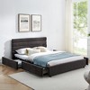 DOMETOUR Queen size cushioned bed, comfortable cushioned bed frame, headboard and solid bed frame - Beige (85 x 66 x 36 inch) - 2 of 4