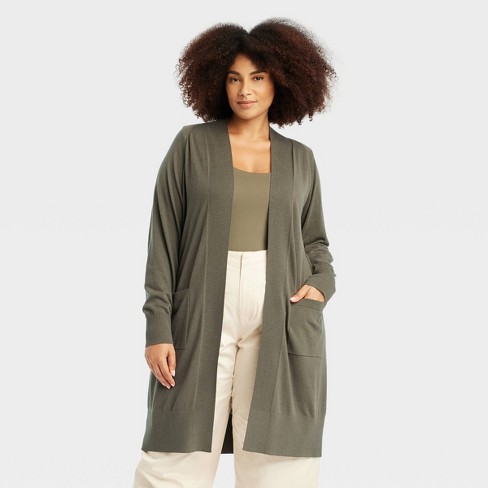 Women s Duster Cardigan A New Day Olive 2x Target