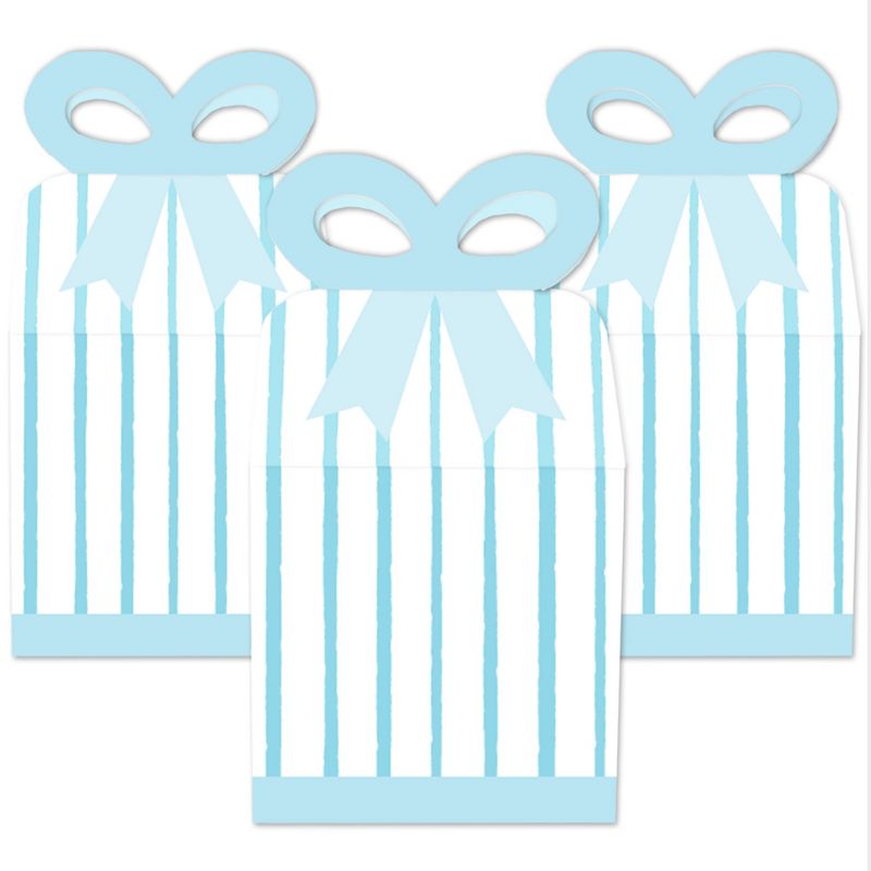 Big Dot of Happiness Blue Stripes - Square Favor Gift Boxes - Simple Party Bow Boxes - Set of 12, 2 of 9