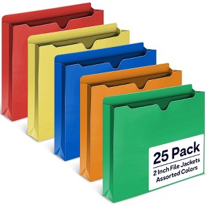 Enday 2 Inch File Jackets (25 Pack) - Assorted Colors Expandable File Folders - Straight Cut Tab - Letter Size - 1 of 4