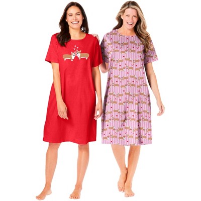 Dreams & Co. 2-Pack Short-Sleeve Sleepshirt