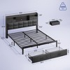 GREENSTELL Queen Bed Frame with Upholstered Storage Headboard & Drawers and Charging Station & LED Lights Grey - 3 of 4