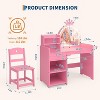 Kids Vanity with Lighted Mirror, 2 in 1 Princess Vanity Set Toddler Vanity Table & Chair Set with Open Bookshelf, Storage Cabinet & Shelves - 2 of 4
