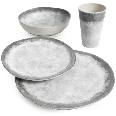 Gray Granite Melamine Dinnerware Set - Service for 4