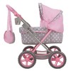 Cotton Candy Pink Amanda Doll Pram in Grey Polka Dots W/ Matching Handbag - 3 of 4