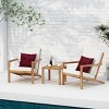 Outdoor Patio Chat Set, 3 Pcs Chat Set with 2 Arm Sofas and Square Table, Chat Set with Acacia Wood Frame and PE Cushion-Coolbibila - 3 of 4