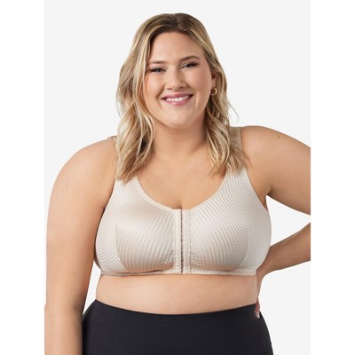 Leading Lady The Marlene - Silky Front-closure Comfort Bra In Beige, Size:  40dd/f/g : Target