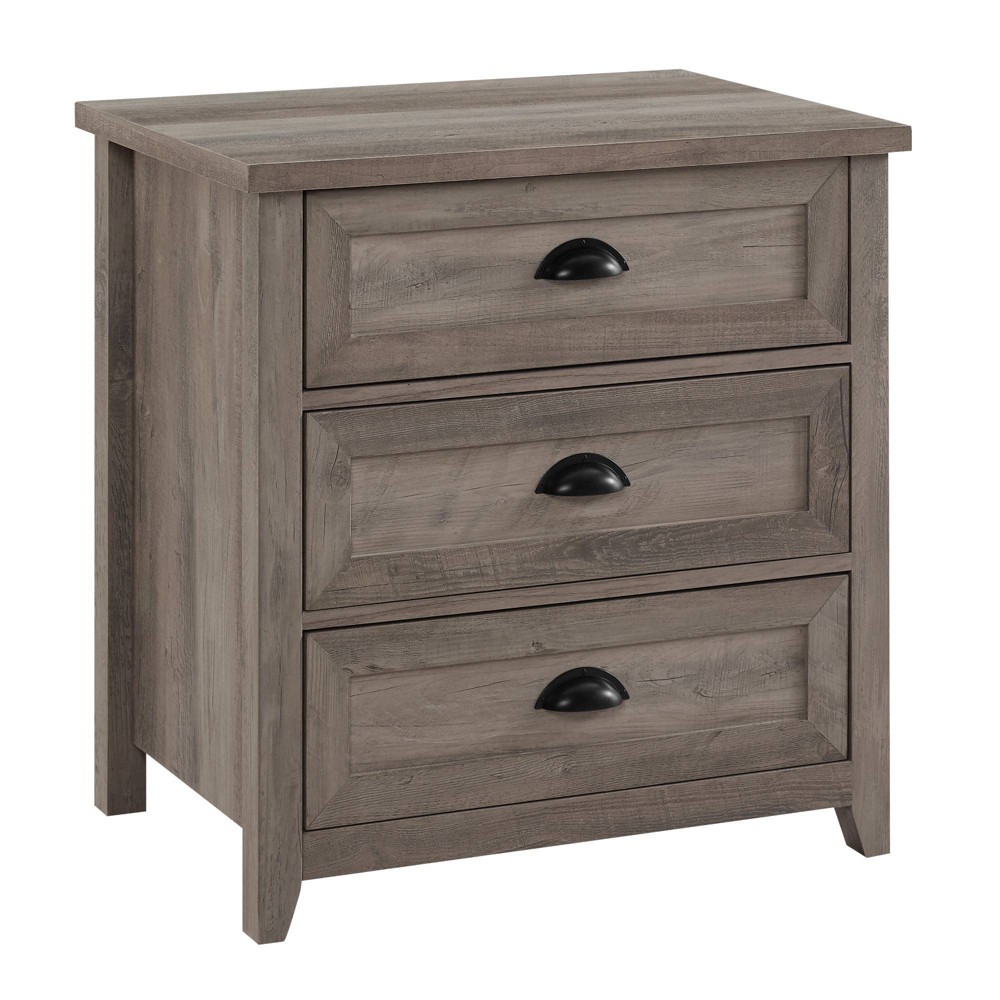 Photos - Storage Сabinet Fontella Transitional 3 Drawer Nightstand Gray Wash - Saracina Home: Bedro