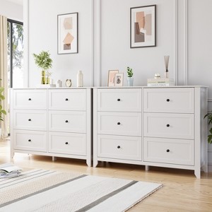 coucheta Set of 2 Dresser for Bedroom, 6 Chest of Drawer Dresser Organizer, Wood Storage Cabinet for Living Room, Closet Storage, Entryway, Hallway - 1 of 4