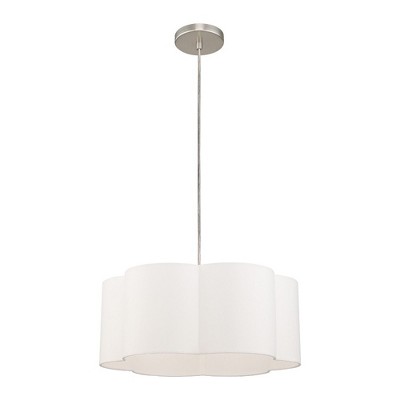Chelsea Brushed Nickel 1-Light Pendant with Off-White Fabric Shade