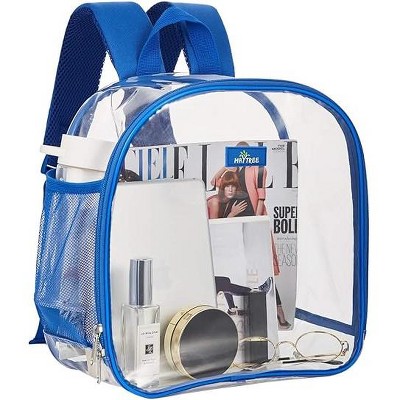 Hachikiko Small Transparent Backpack with Padded Shoulder Straps for School, Concert, Sport Events & Travel Blue