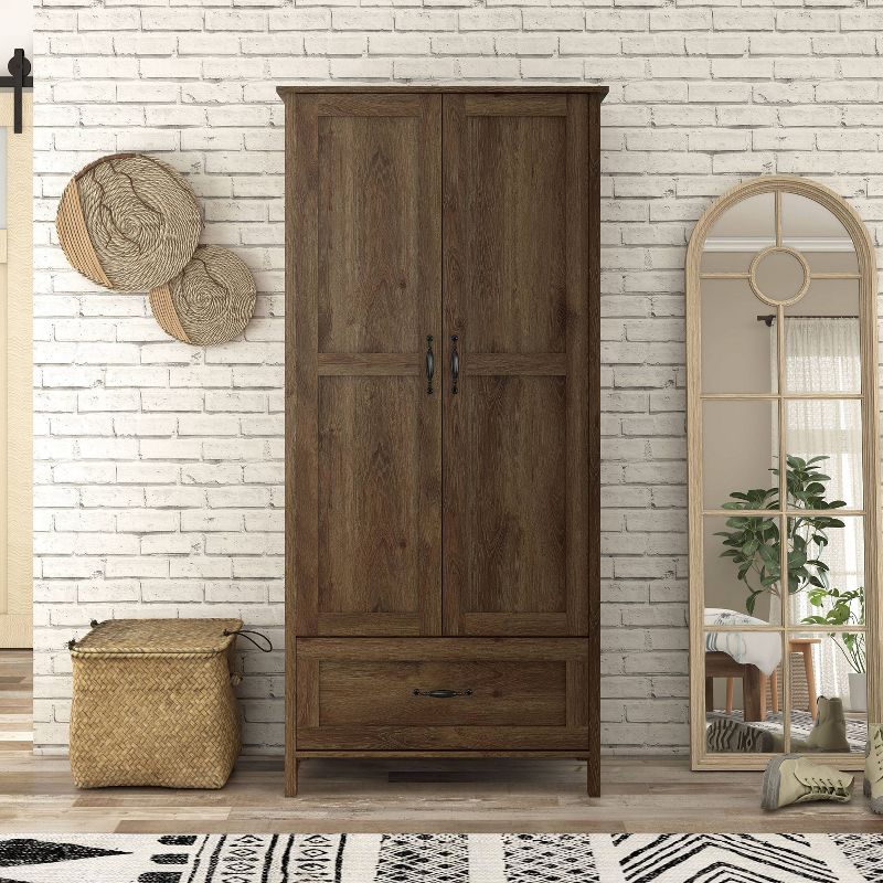 Nurembo 1 Drawer Wardrobe Closet Distressed Walnut - HOMES: Inside + Out, 4 of 16