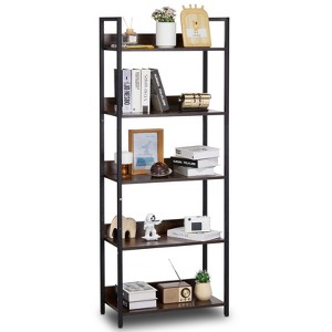 VEVOR Metal Bookshelf, 5-Tier Tall Industrial Bookshelf, Rustic Display Vintage Storage Bookcase with Open Shelves, Freestanding Display Shelving - 1 of 4