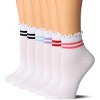Tipi Toe Womens Vibrant Multicolored Stripes Turn-Cuff Solid Lettuce Edge Lightweight Quarter Length Ruffle Socks - 2 of 4