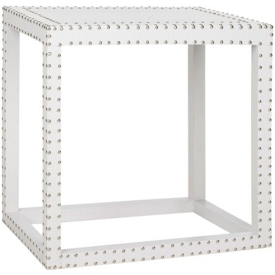 Lena White Wood and Metal Rectangular End Table