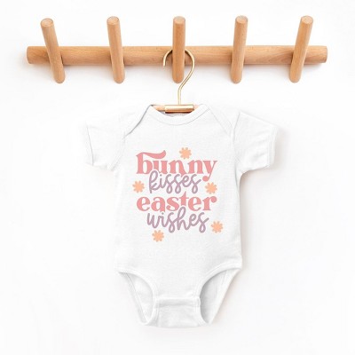 The Juniper Shop Bunny Kisses Easter Wishes Flowers Baby Bodysuit