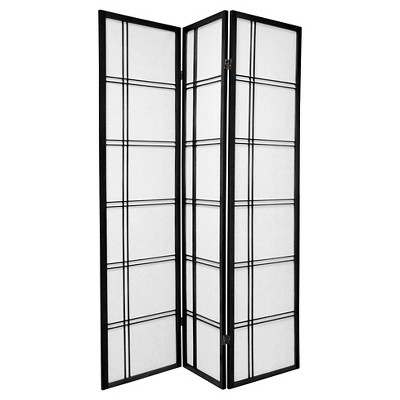 6 ft. Tall Double Cross Shoji Screen - Black (3 Panels)