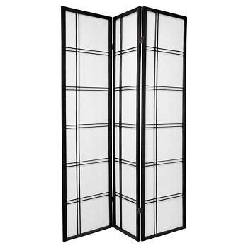 6 ft. Tall Double Cross Shoji Screen - Black (3 Panels)
