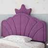 VECELO Upholstered Crown-Shaped Kids Bed Frame Wooden Platform Bed with Adjustable Headboard, No Box Spring Needed - 4 of 4