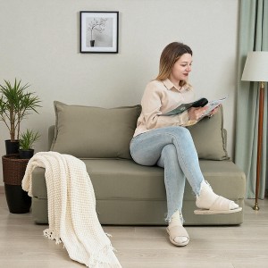 Mshliw Foldable Sofa Bed with Pillow, Convertible Lounger & Floor Mattress, Corduroy Sleeper Chair for Living Room, Dorm, Guest Room – Twin - 1 of 4