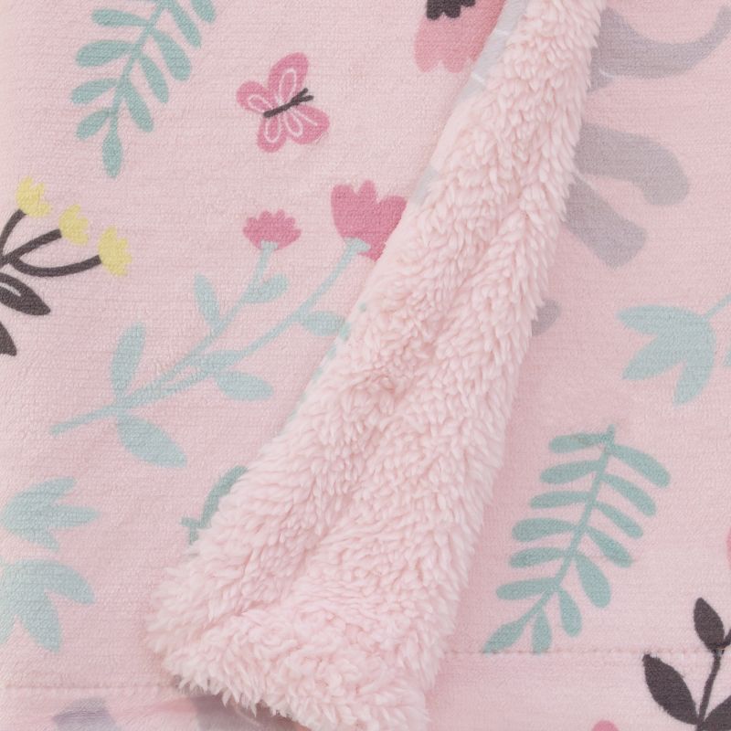 Carter's Floral Elephant Pink Super Soft Baby Blanket, 3 of 5