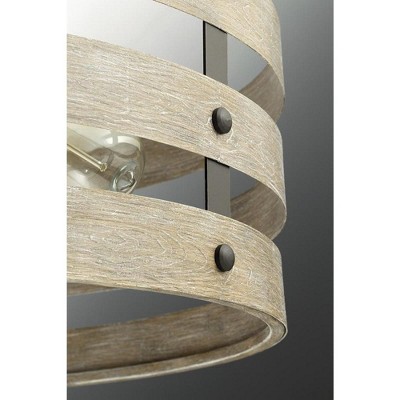 Gulliver Coastal 4-Light Pendant in Graphite with Wood-Grain Accents