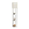 Metal/Wood Etagere Floor Lamp with Storage Shelves and Linen Shade Brushed Nickel - Lalia Home: Modern Design, UL Listed, MDF Display Shelves - image 3 of 4