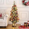 3 ft Pre-Lit Artificial Mini Christmas Tree with 78 Led Lights & Vintage Bells Base Festive Tabletop Decor with Berries - 4 of 4