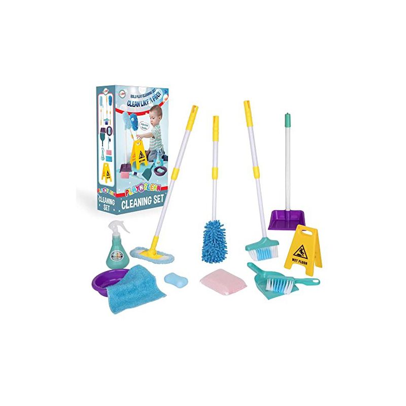 Playkidiz Kids Cleaning Set for Toddlers, Toy Broom & Mop Cleaning Accessory Set, Pretend Play Toys for Boys & Girls Ages 3+, 2 of 3