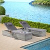 JUJABU Outdoor Rattan Chaise Lounges Set of 2 with Side Table, Adjustable Backrest and Cushions - 3 of 4